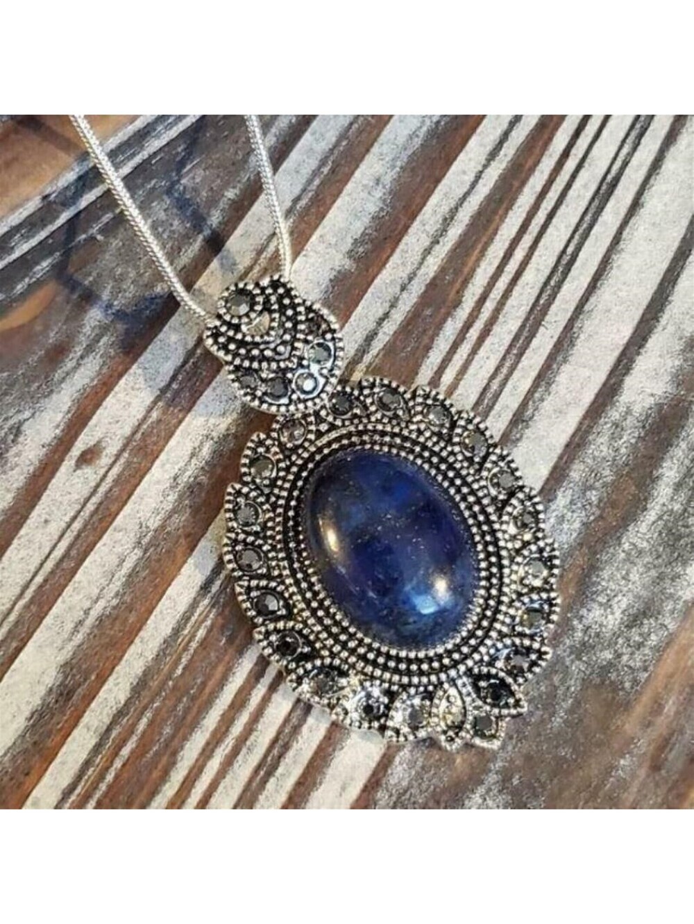 Victorian Style Necklace Gemstone Lapis Lazuli